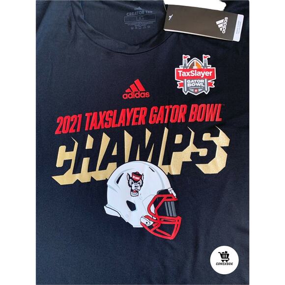 Adidas 2021 Men's Size L Taxslayer Gator Bowl Champs NC State Wolfpack T-Shirt - Picture 12 of 12
